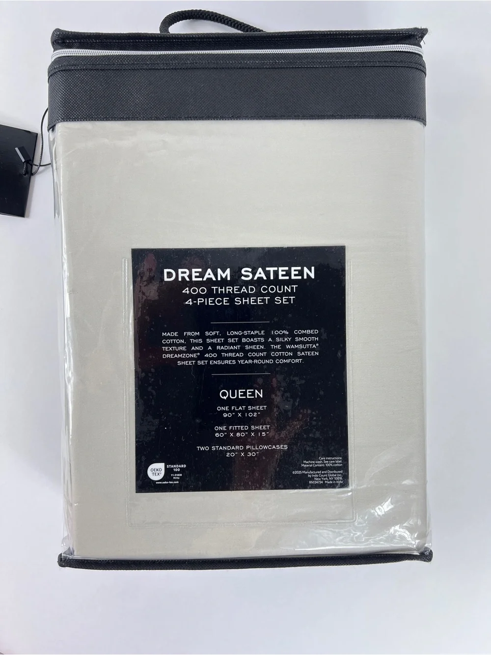 Wamsutta Dream Zone Queen Sheet Set Tan Sateen 400 TC Luxury Cotton 4 Pc NEW